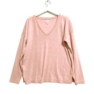 J. Crew V-neck pink space-dyed Top, size L